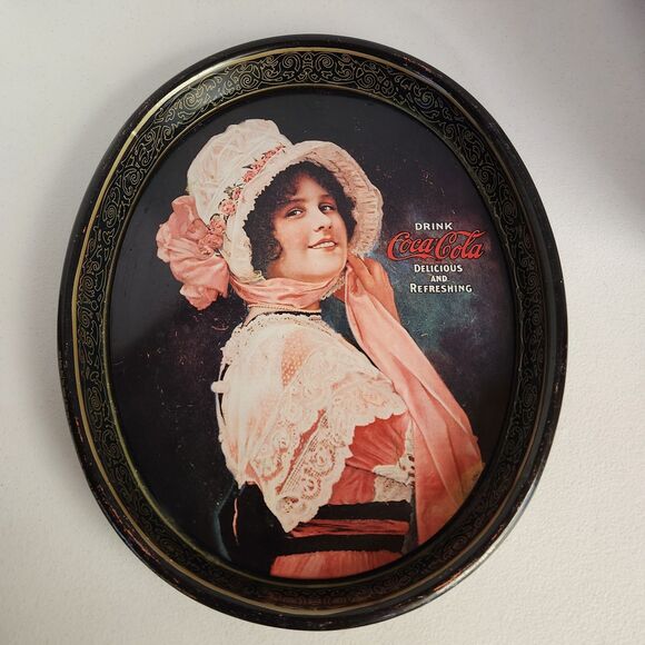 Coca-Cola Betty Girl Tray | 1972 Oval Repro | 1914 Classic Design - Picture 1 of 8